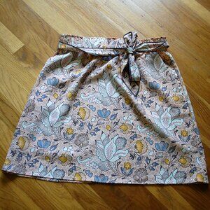 Ann Taylor LOFT Blush Pink Paisley Floral Pull-on A-line Skirt Pockets